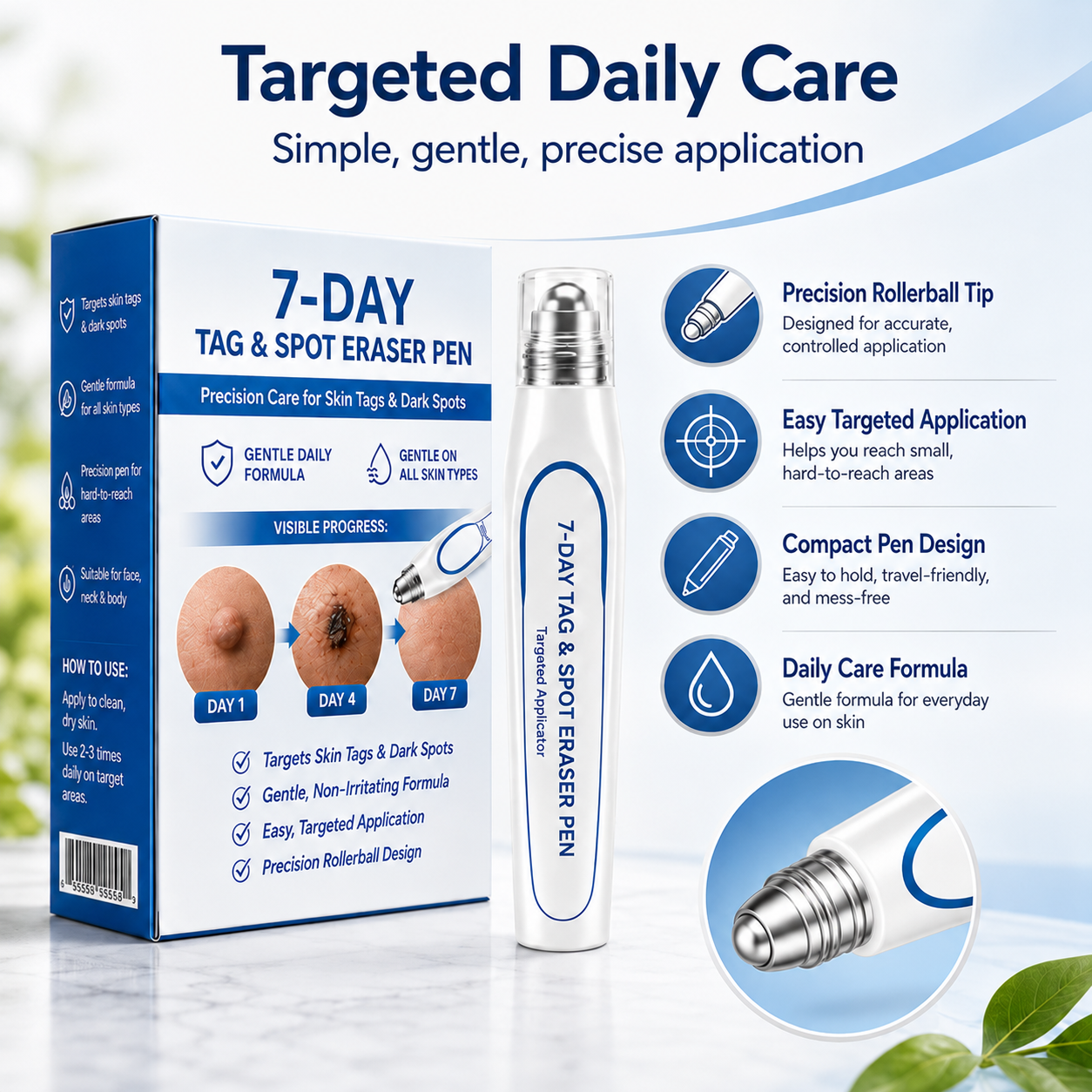 7-Day Skin Tag & Spot Eraser Painless & Scar-FreeAdvanced Imperfection Removal Rollerball Pen