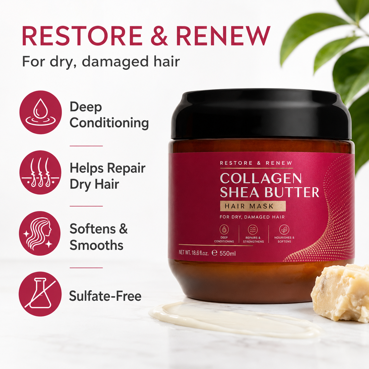Collagen Shea Butter Hair Mask Deep Repair Conditioning